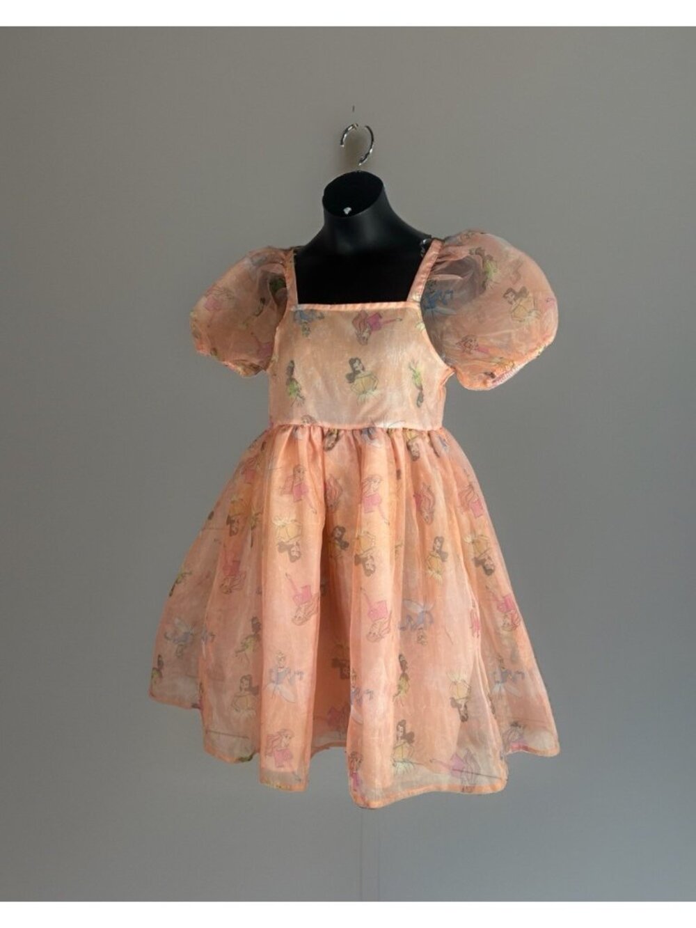 Disney Store Princess Size L 10/12 orange Dress Costume Lined sheer puff Sleeve